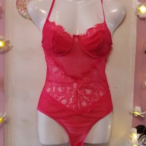 Hot Pink (S) Lace Mesh and Sheer Teddie